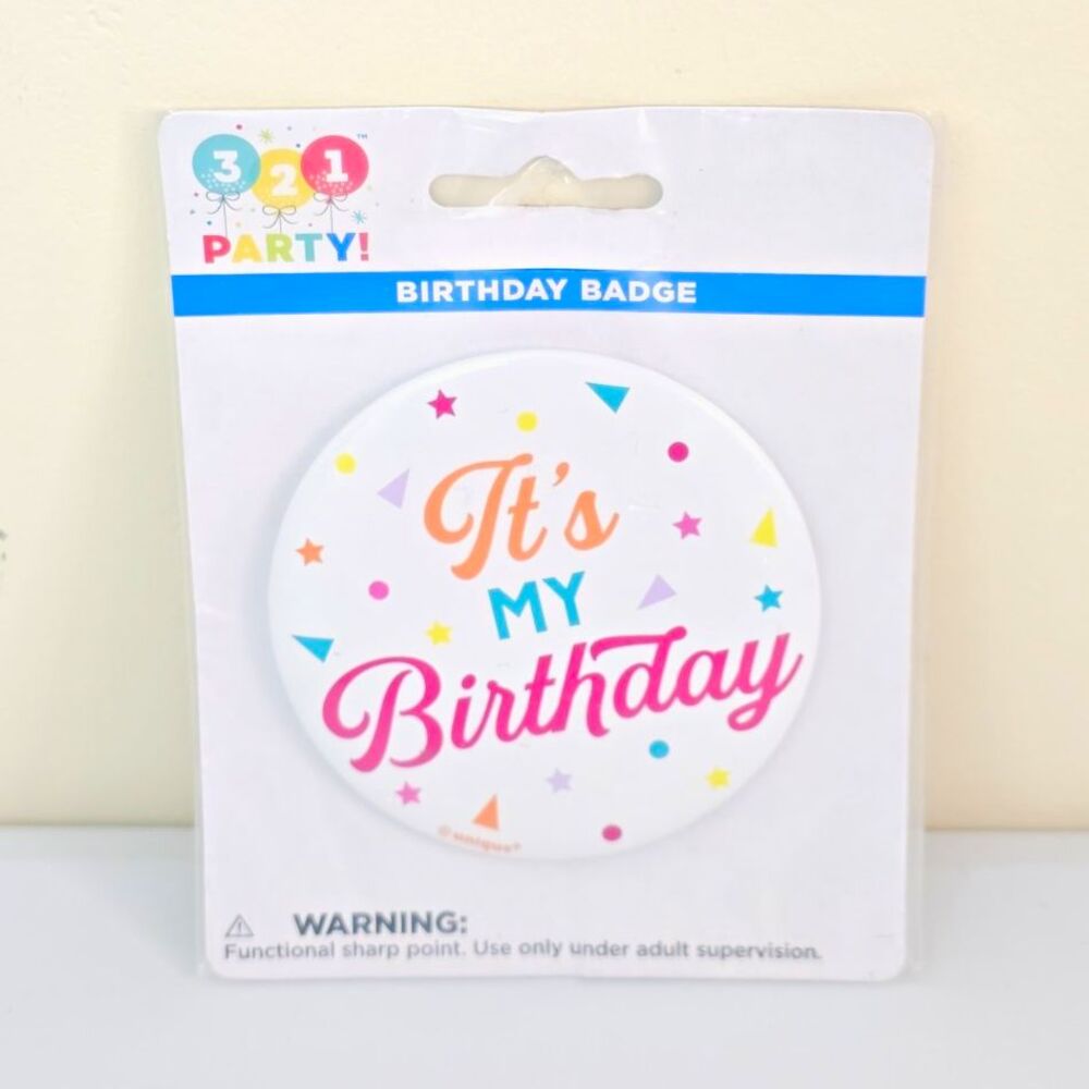 Birthday Badge "It's My Birthday" Confetti Multicolor/White (B8)